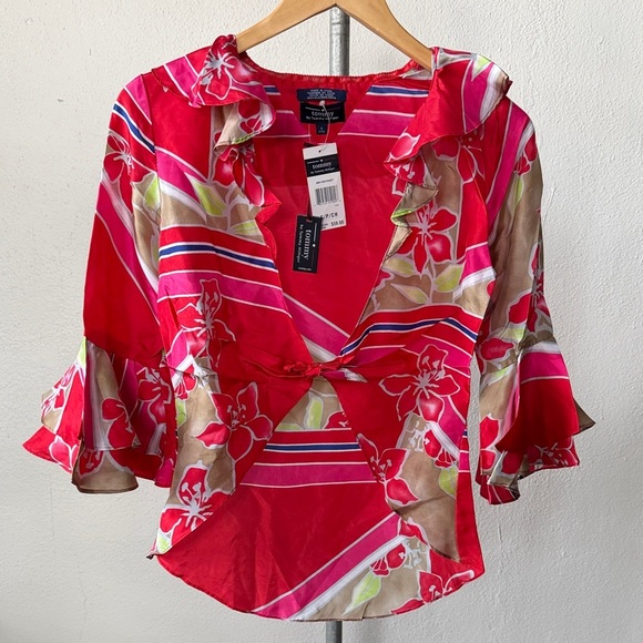 Tommy Hilfiger Tops - NWT Tommy Hilfiger Tie front Silk Blouse Size Small